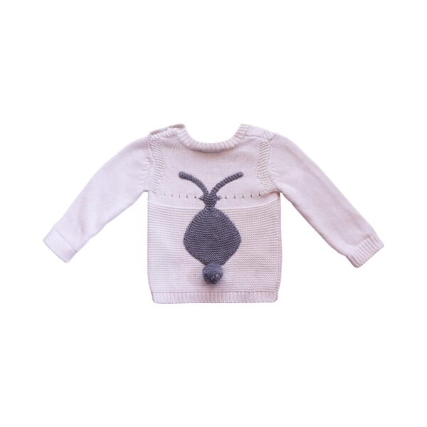 Bunny Pom Pom Tail Sweater | Ivory  9m - Designed by Stella McCartney Kids