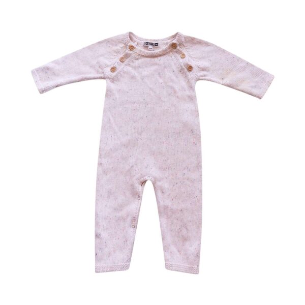 Speckle Knit Jumpsuit | Ivory  6m - Designed by Bonton