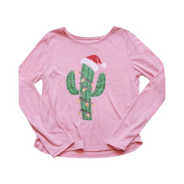 Santa Cactus Long Sleeve T-Shirt | Pink  10y - Designed by GRAYSON SOCIAL