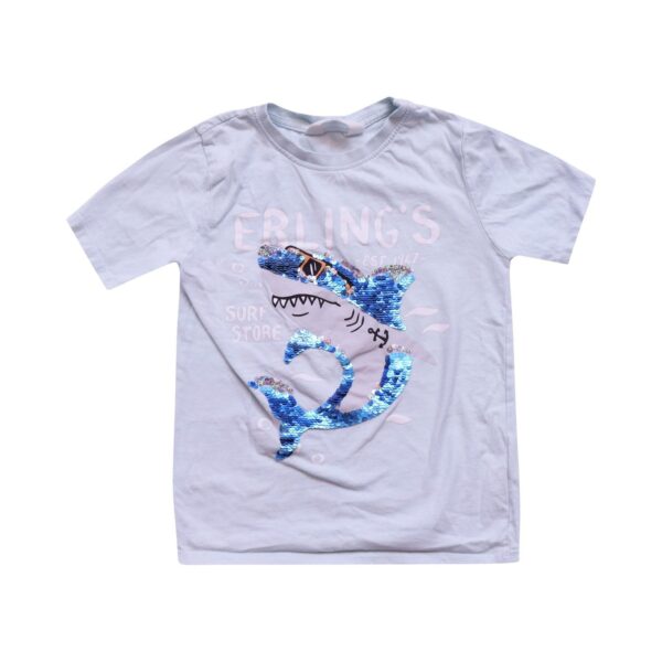 Reversible Sequin Shark Tee | Sky Blue  6/7y - Designed by H&M
