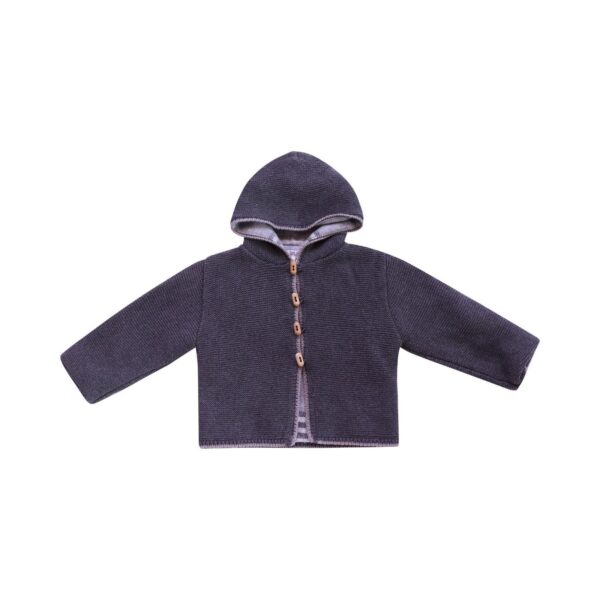Reversible Plaid Flannel Lined Hooded Sweater | Charcoal  12m - Designed by A SOFT IDEA