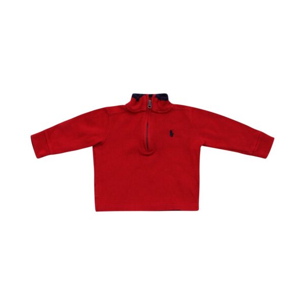 Knit Zip Neck Sweater | Red  9m - Designed by Polo Ralph Lauren