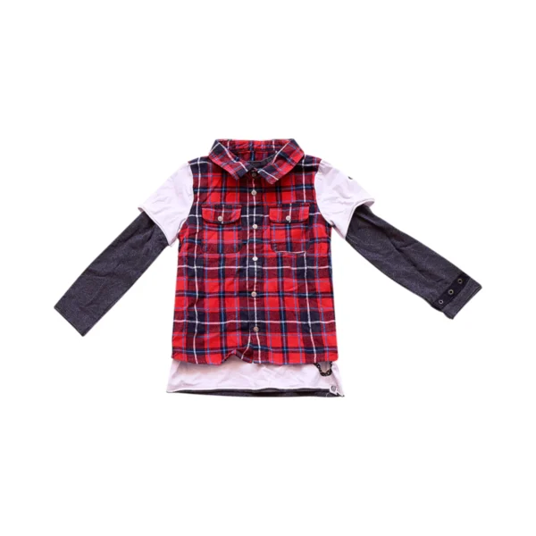 Faux Layered Long Sleeve Flannel | Multi 5y - Designed by MINI SHATSU