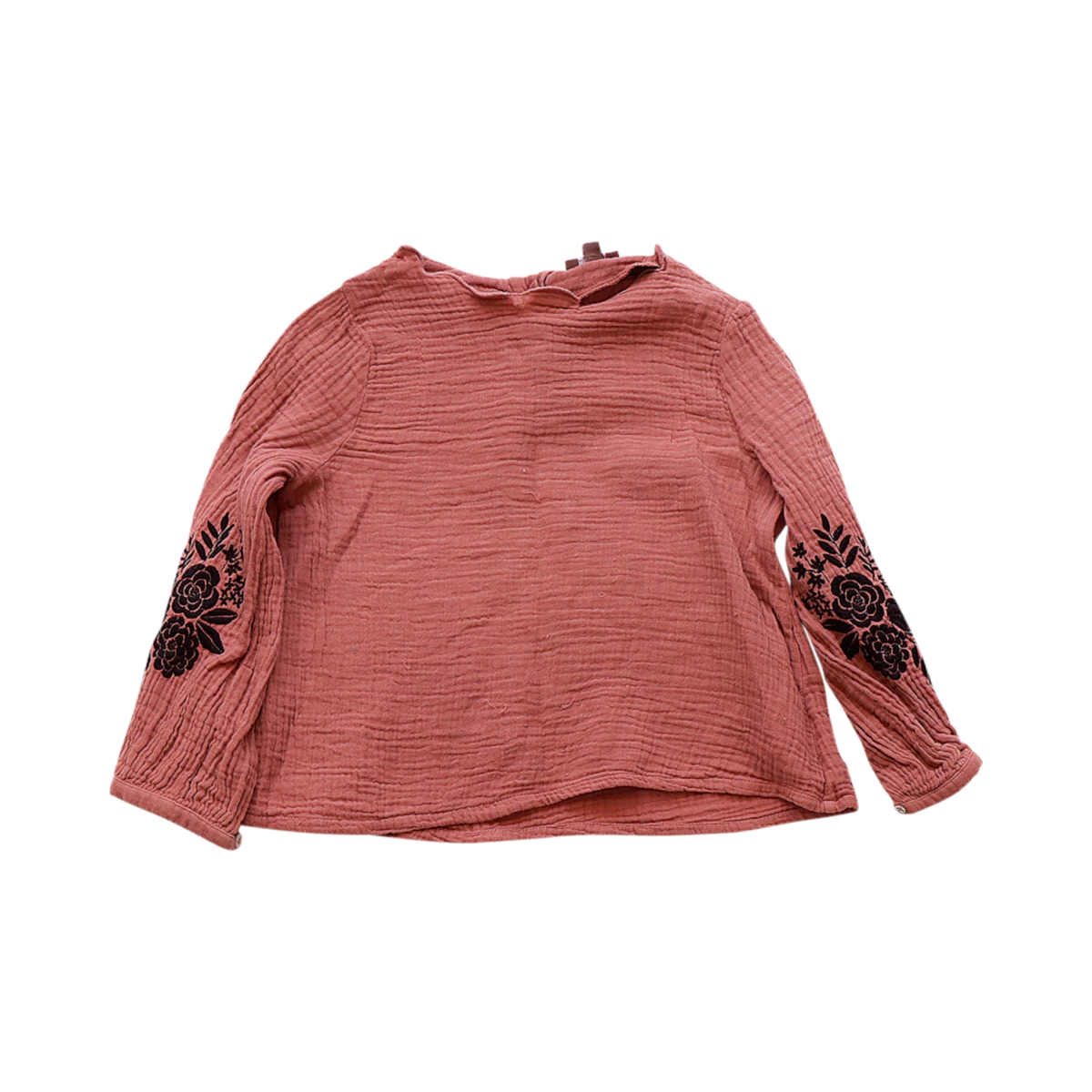 Embroidered Sleeve Peasant Top | Deep Rose 3y - Designed by Emile et Ida
