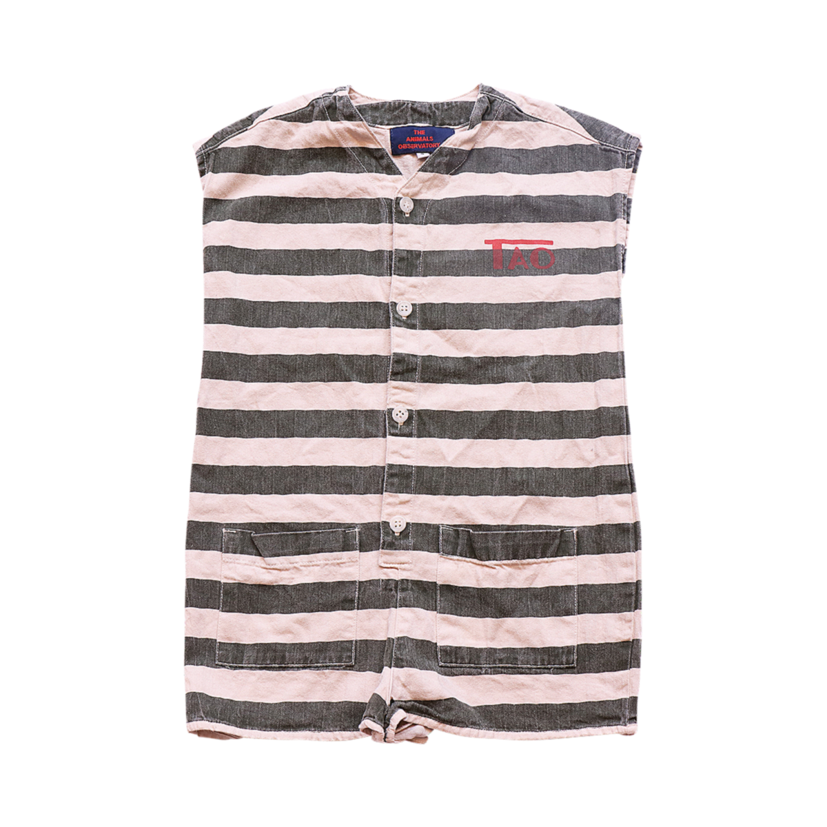 Green Striped Sleeveless Romper | Multi 3y - Designed by THE ANIMALS OBSERVATORY