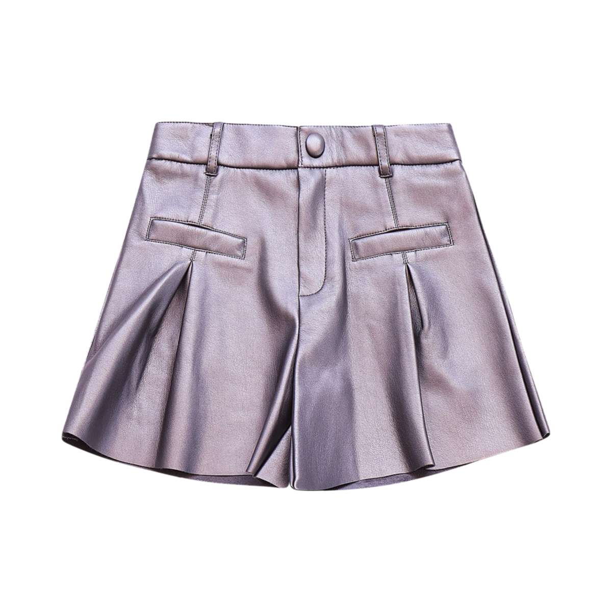 Metallic Pleather Shorts | Pewter 8y - Designed by Mayoral