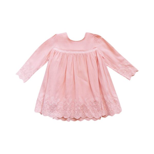 Empire Waist Embroidered Hem Dress | Peach  18m - Designed by Louise Misha