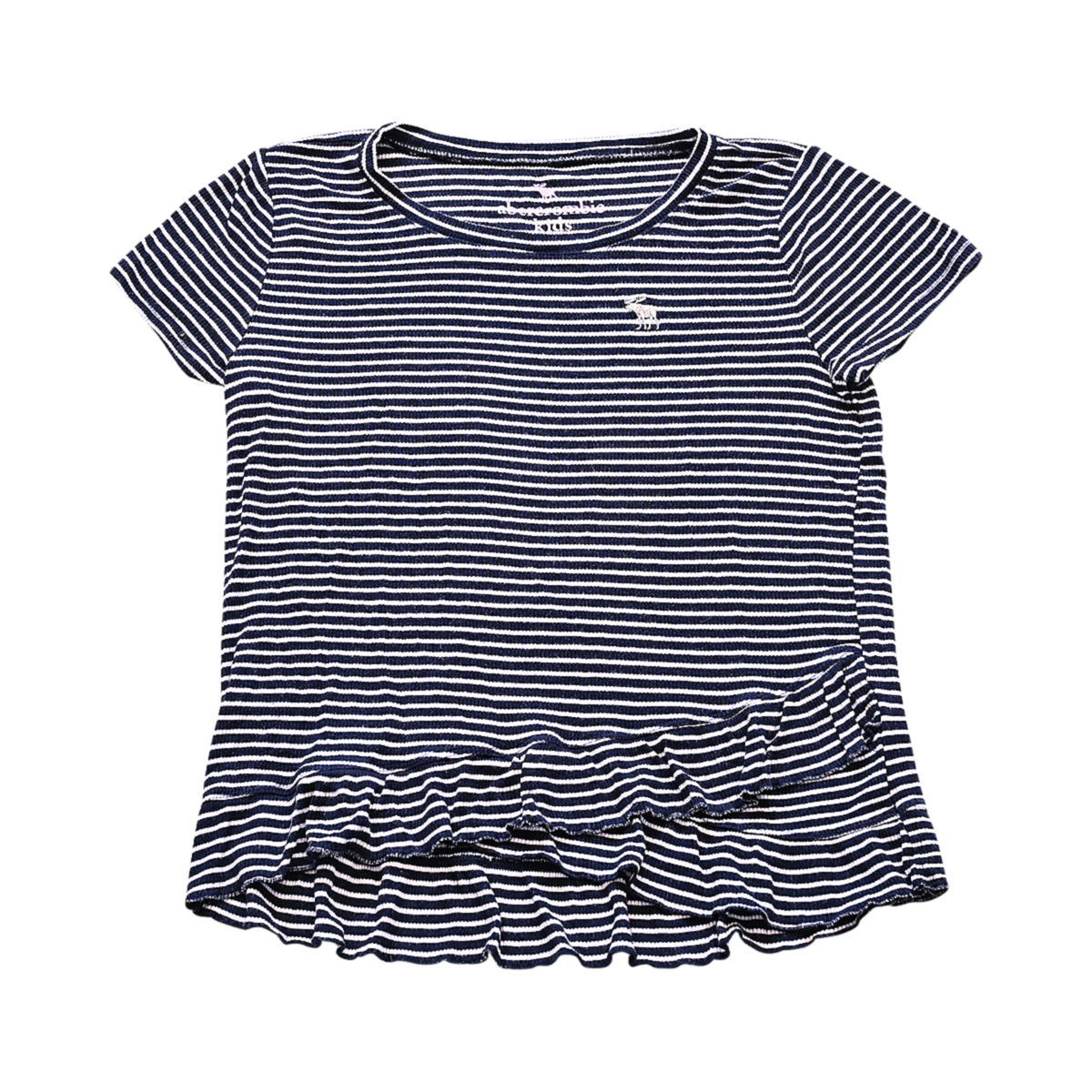 Striped Ruffle Tee | Navy 11/12y - Designed by ABERCROMBIE KIDS