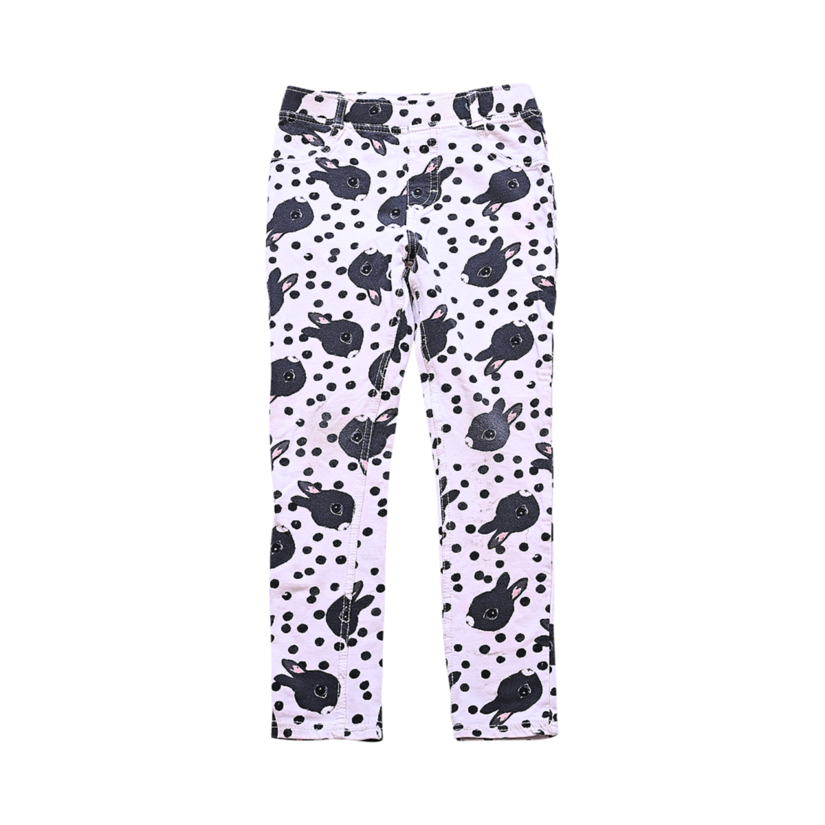 Bunny and Polka Dot Jeggings | White Multi 7/8y - Designed by H&M