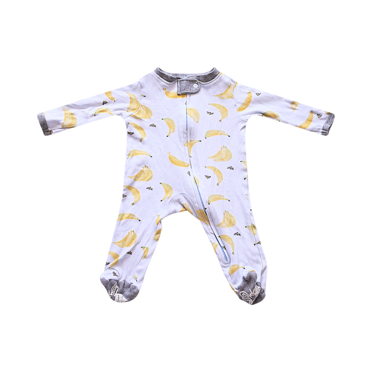 Banana Print Footed Pajamas | Light Blue NB - Designed by BURT'S BEES