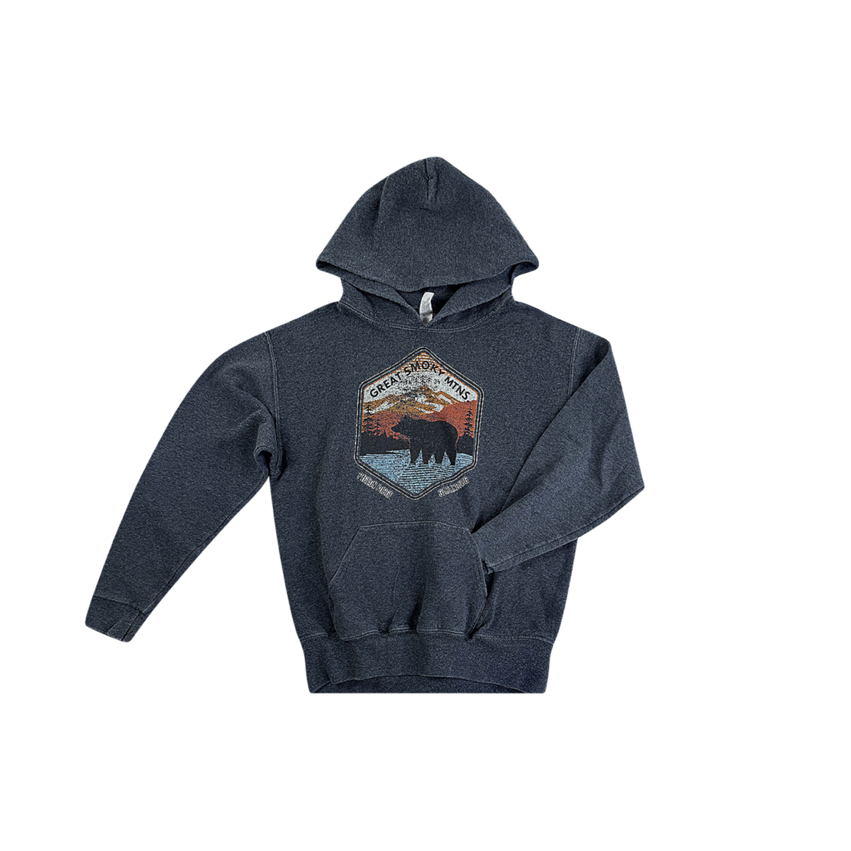 Mountain Bear Adventure Hoodie | Dark Grey 8/10y - Designed by JERZEES