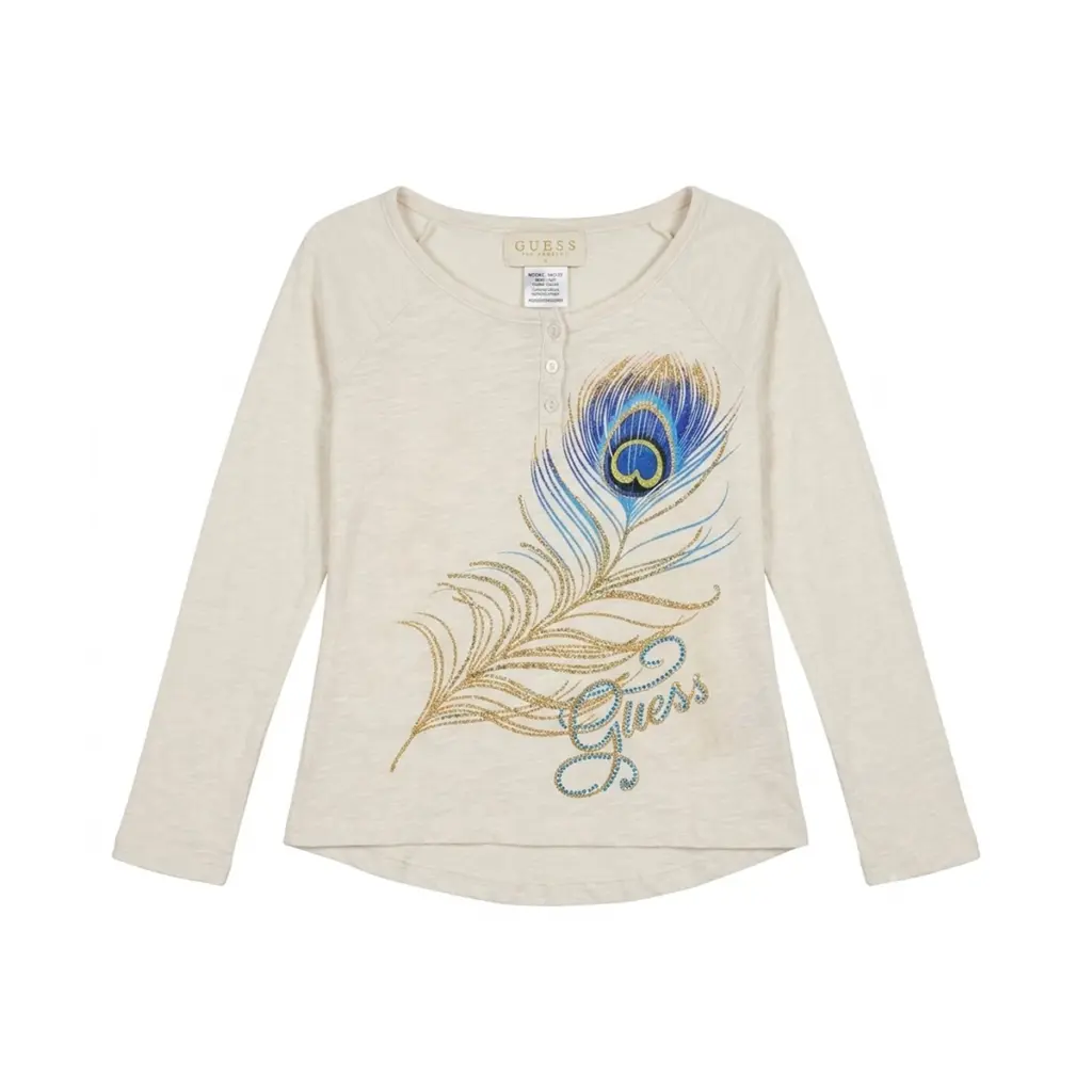 Peacock Feather Henley Tee - Designed by GUESS