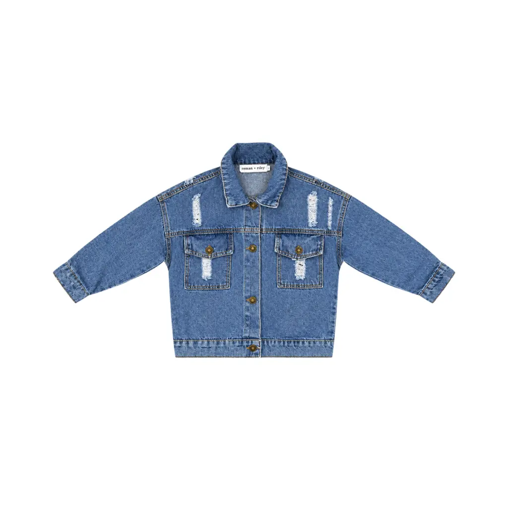 Distressed Denim Jacket - Designed by roman + riley