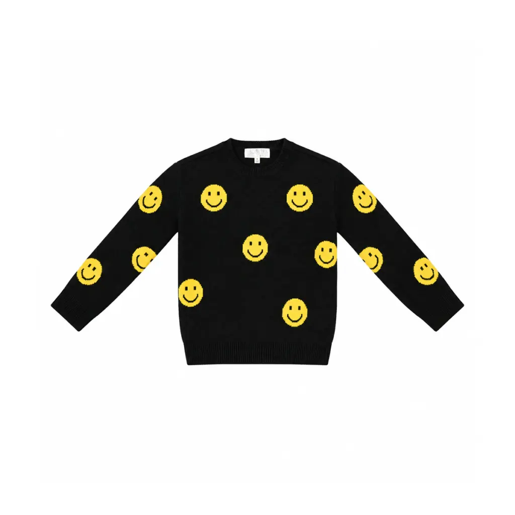 Smiley Sweater | Black M - Designed by SOCIETY & STITCH