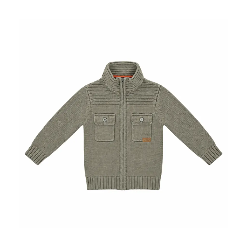Zip Up Sweater | Pewter 4y - Designed by OKAIDI