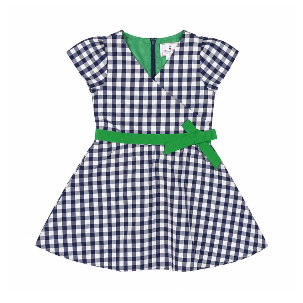 Taffeta Gingham Dress | Navy Blue 5y - Designed by CLASSIC PREP