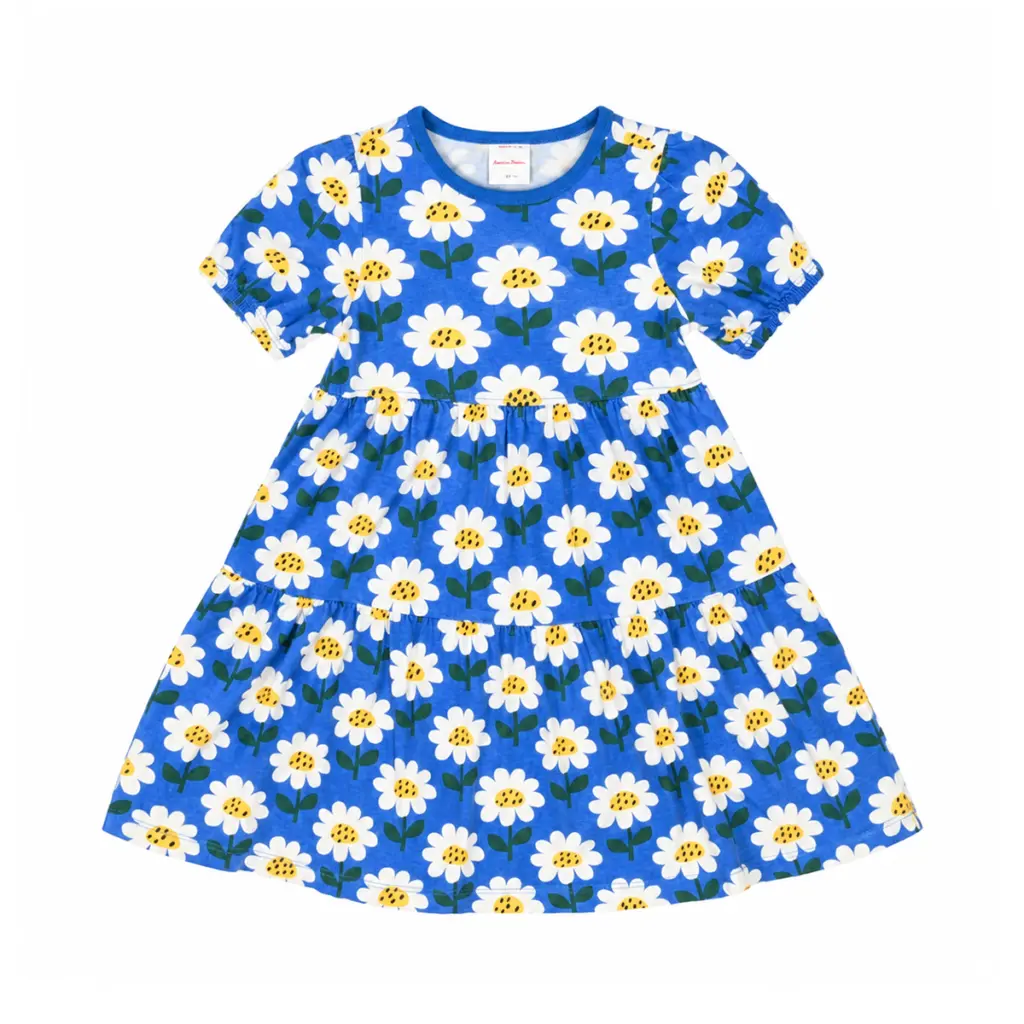 Floral Tiered Dress | Blue 4y - Designed by HANNA ANDERSSON