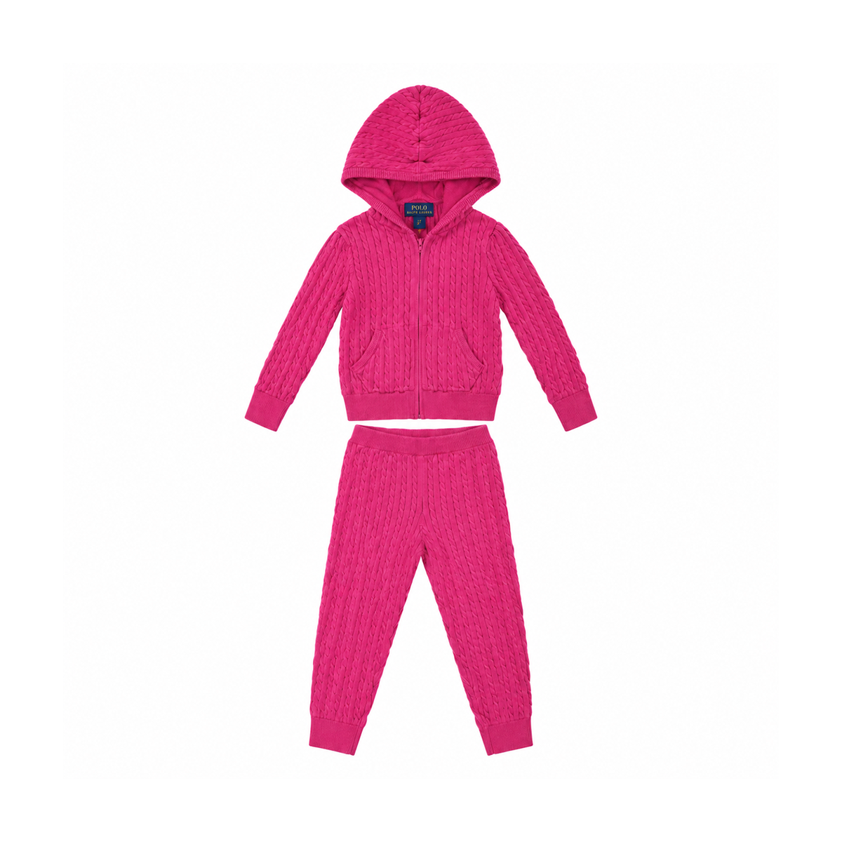 Cable Knit Hoodie & Pant Set | Pink 4y - Designed by Polo Ralph Lauren