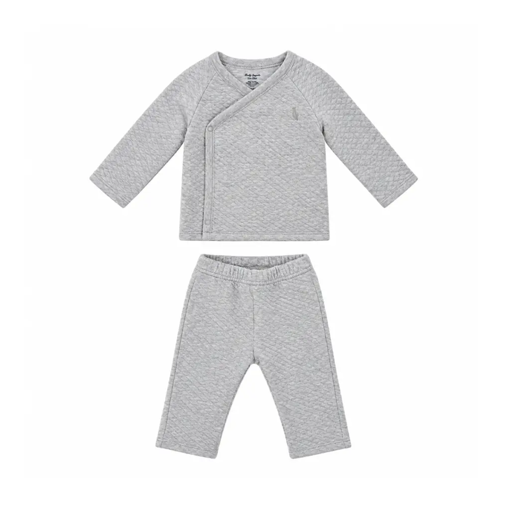 Quilted 2pc Set | Heather Grey 9m - Designed by Ralph Lauren