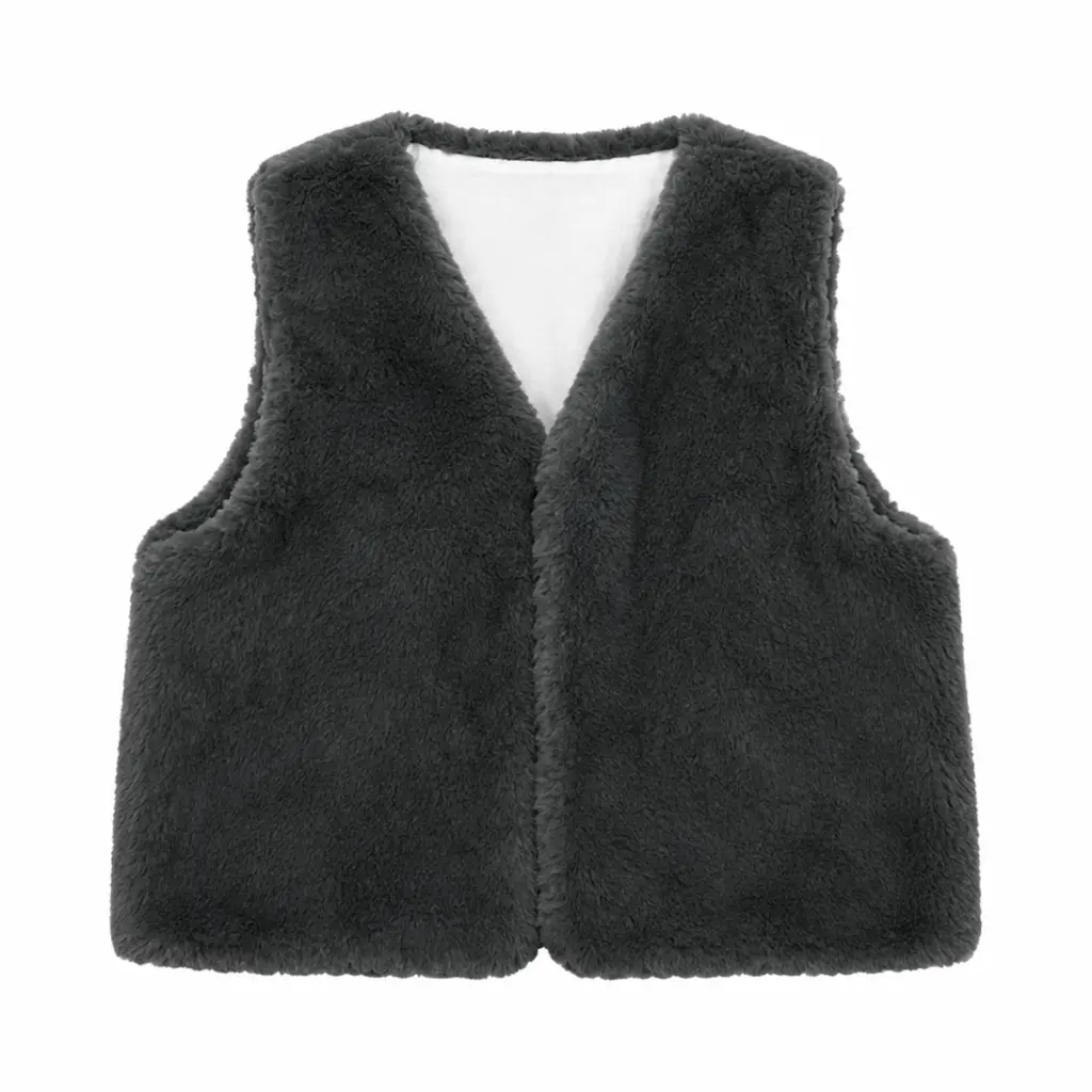Faux Fur Vest | Grey 6y - Designed by Unknown