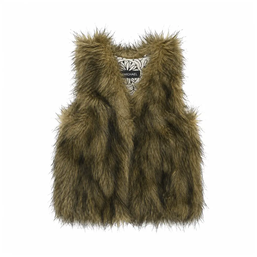 Faux Fur Vest | Brown 4y - Designed by ERIN MICHAEL