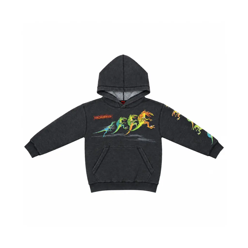 Deinonychus Hoodie | Dark Grey 4y - Designed by VINTAGE