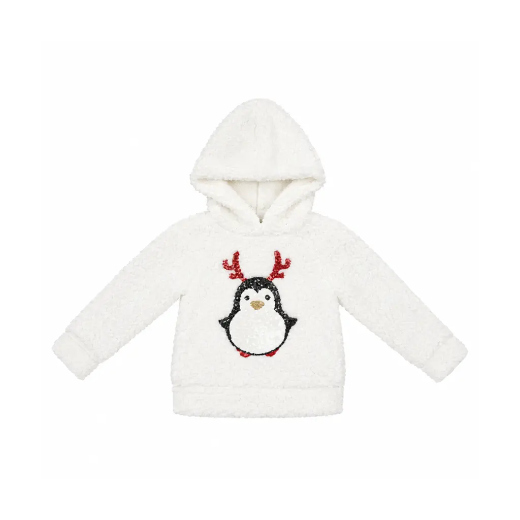 Cozy Penguin Hoodie | White 4y - Designed by BTWEEN