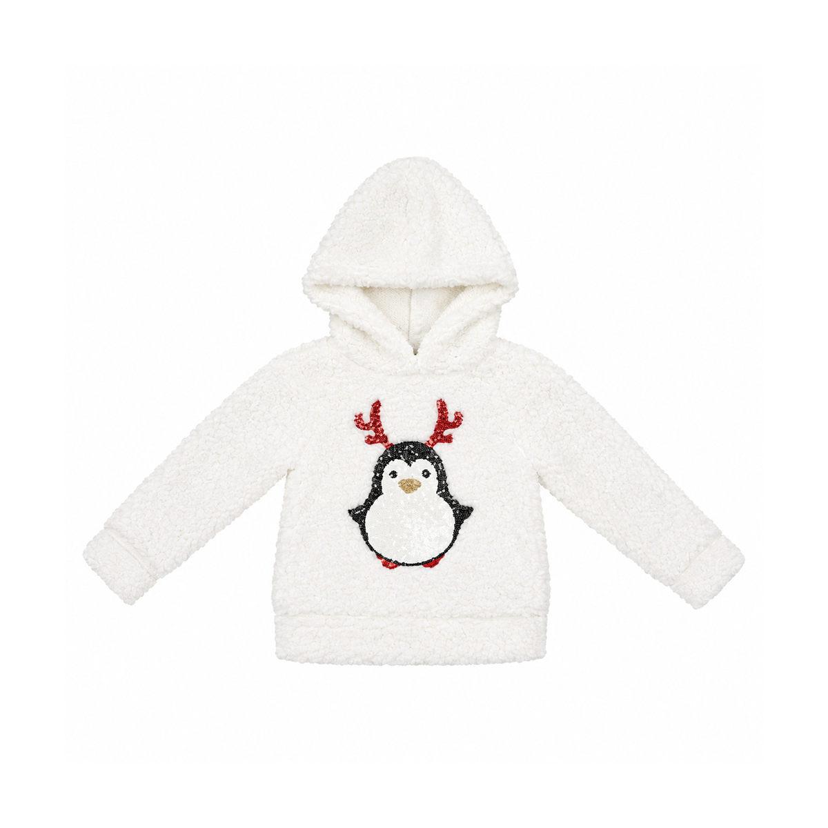 Cozy Penguin Hoodie | White 4y - Designed by BTWEEN