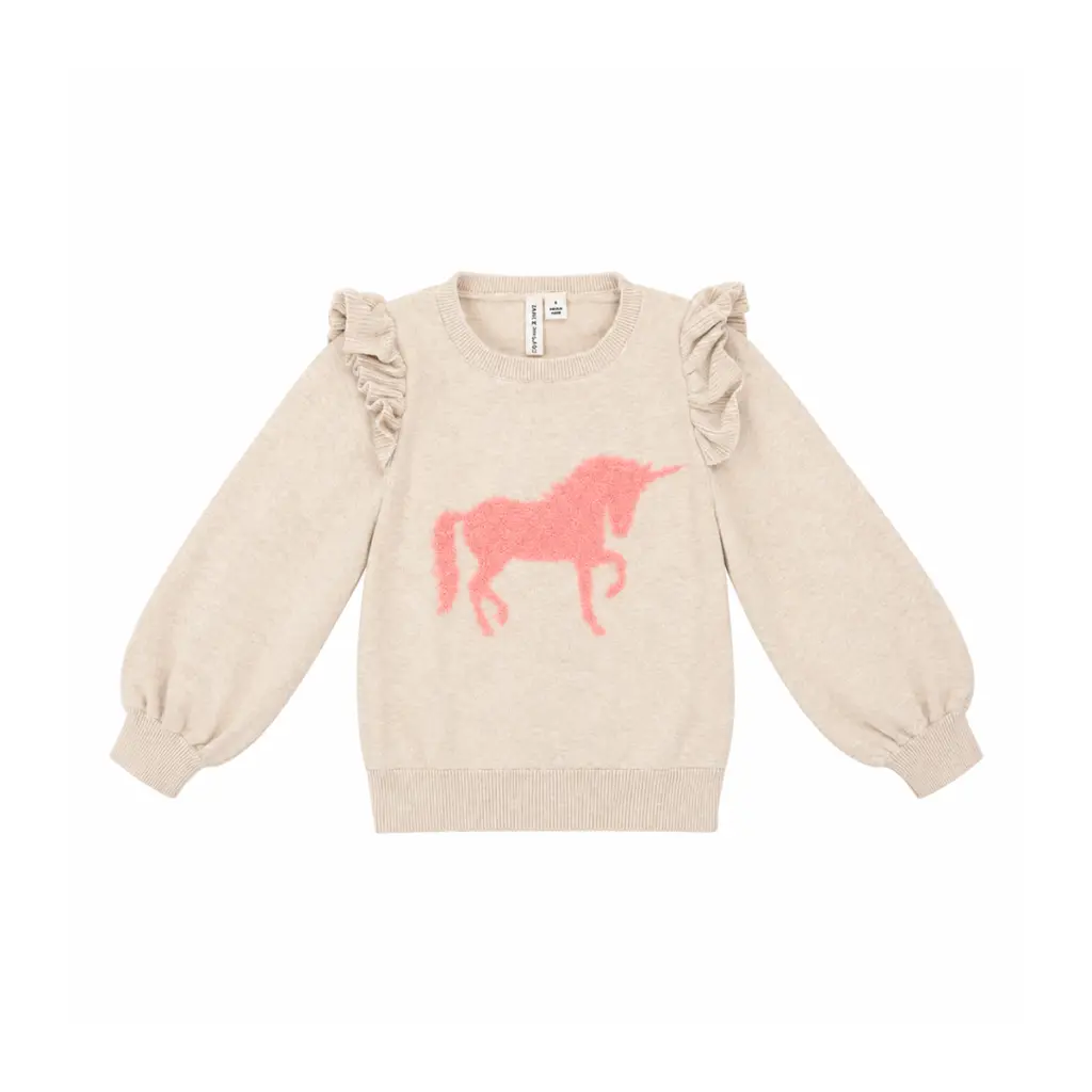 Unicorn Sweater | Tan 4y - Designed by JANIE & JACK