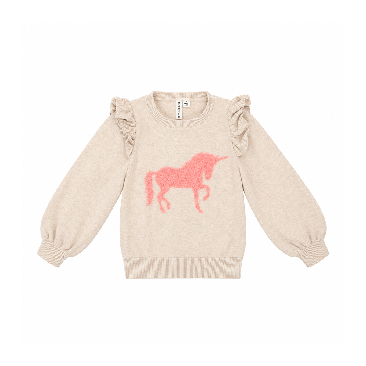 Unicorn Sweater | Tan 4y - Designed by JANIE & JACK