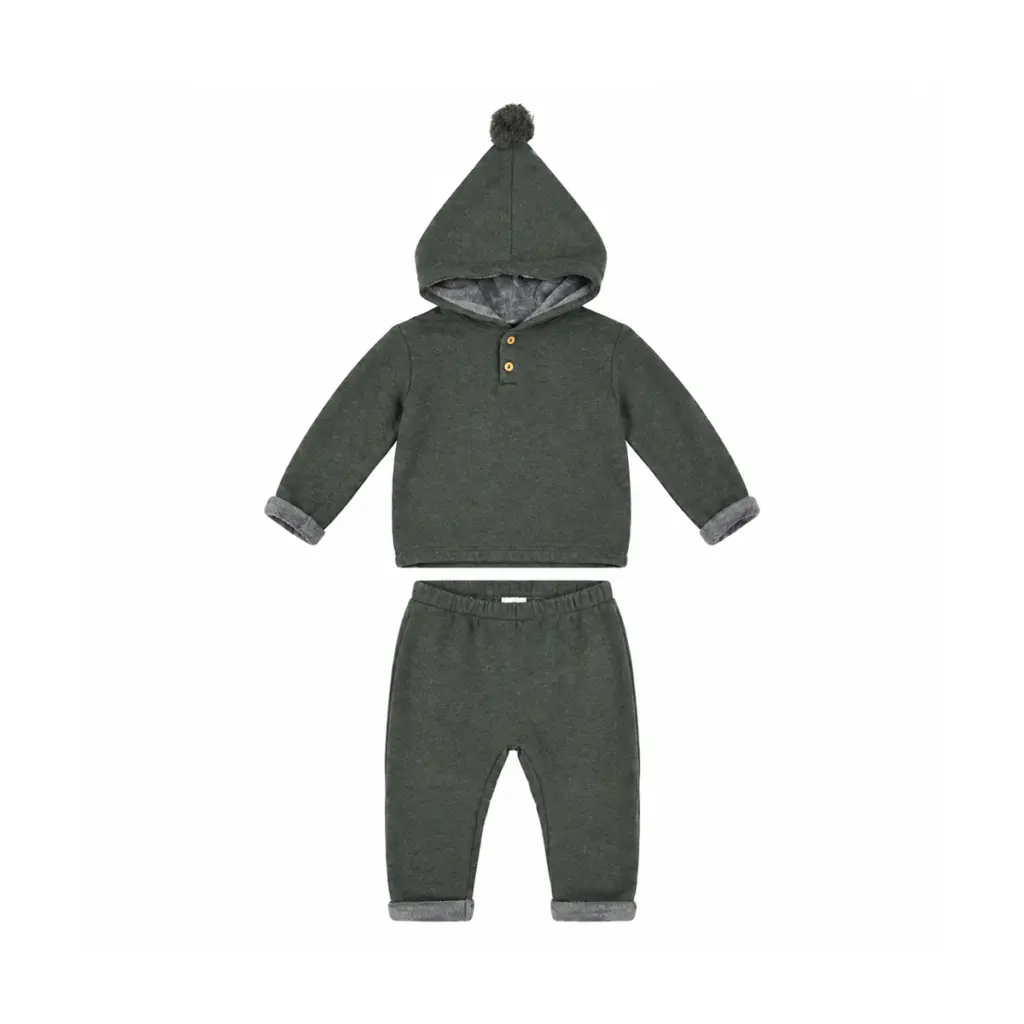 Sweatshirt & Pant Set | Dark Olive 18m - Designed by H&M