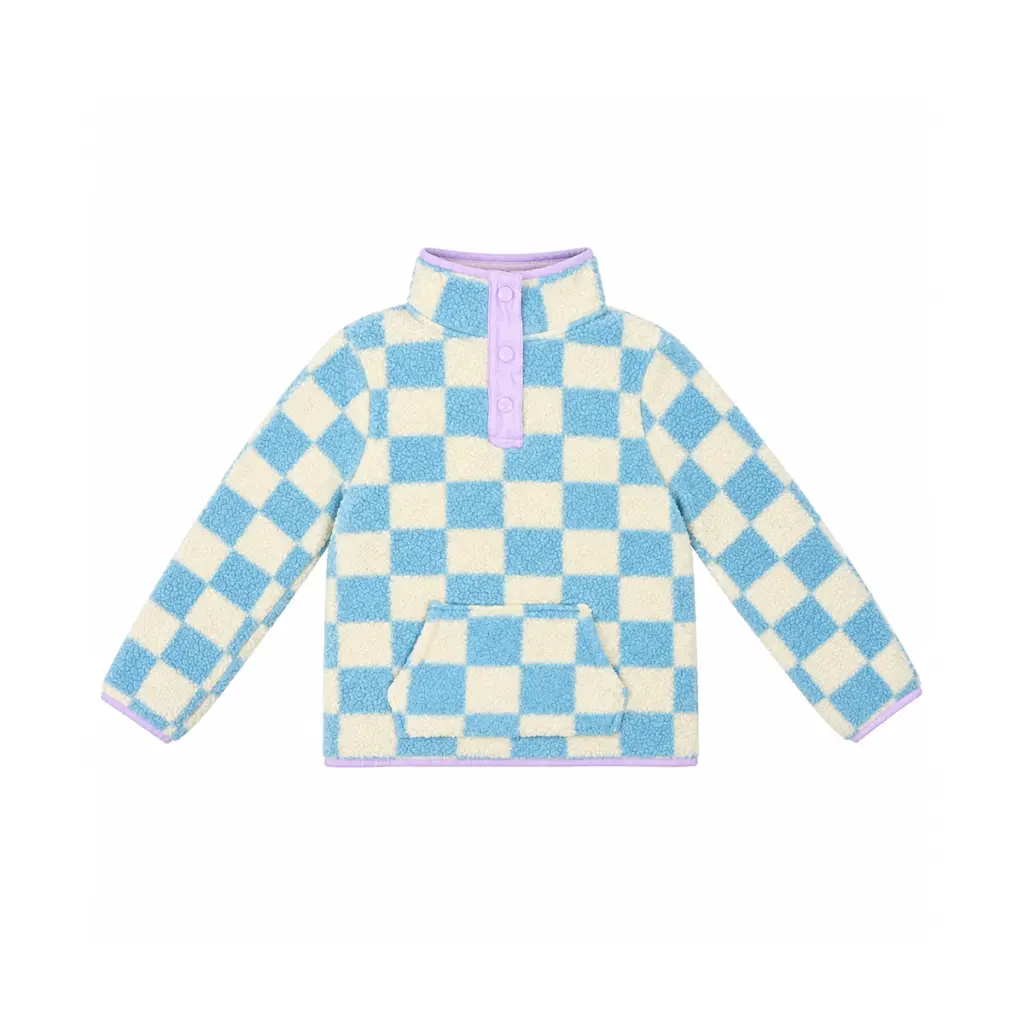 Checkered Fleece Sweatshirt | Light Blue 7/8y - Designed by CAT & JACK
