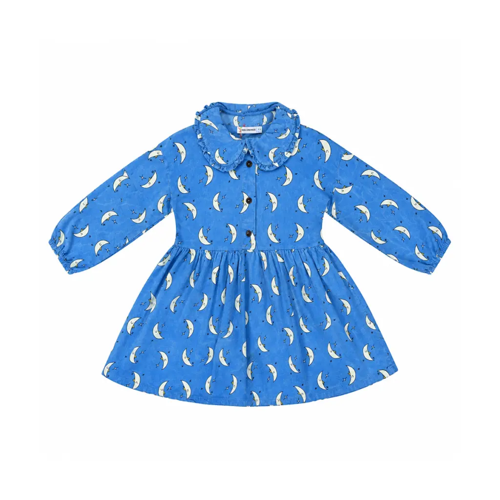 Moon Corduroy Dress | Blue 8/9y - Designed by BOBO CHOSES