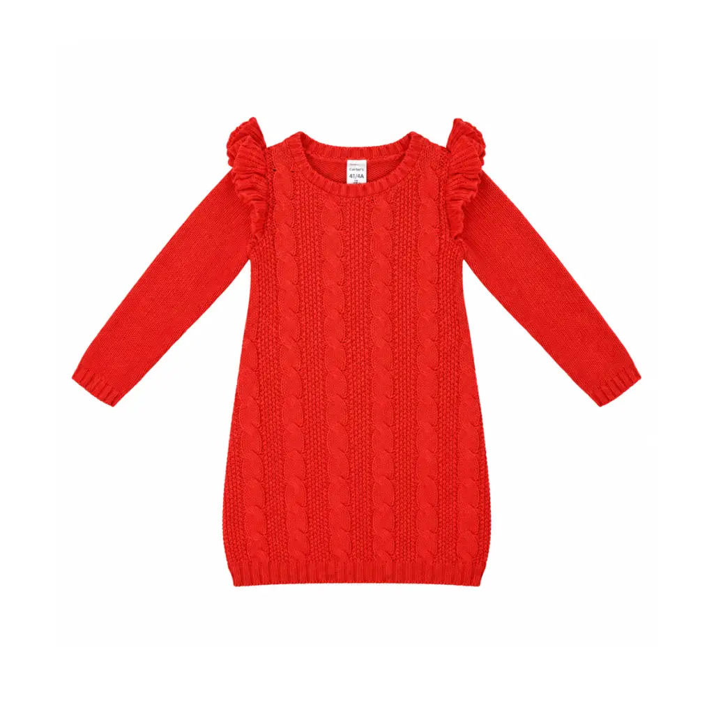 Cable Knit Dress | Red 4y - Designed by Carter's