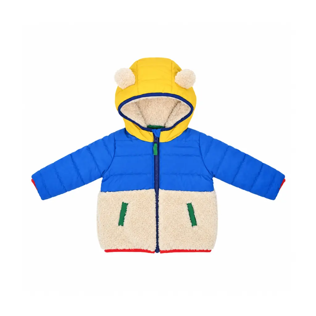 Puffy Sherpa Jacket | Blue 6-9m - Designed by BABY BODEN