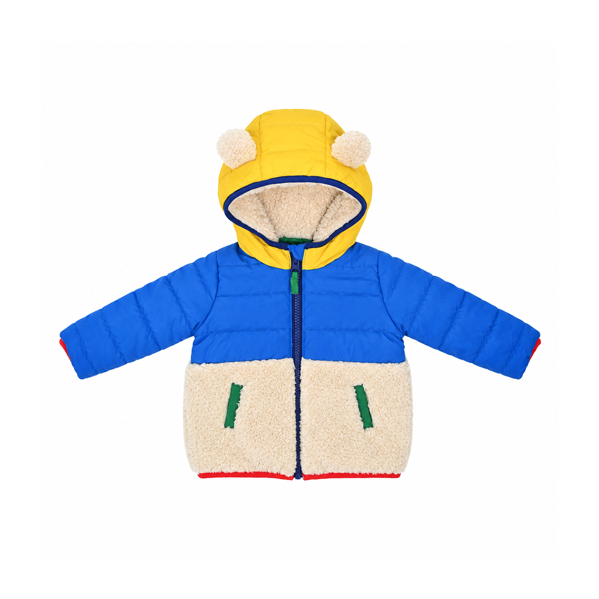 Puffy Sherpa Jacket | Blue 6-9m - Designed by BABY BODEN