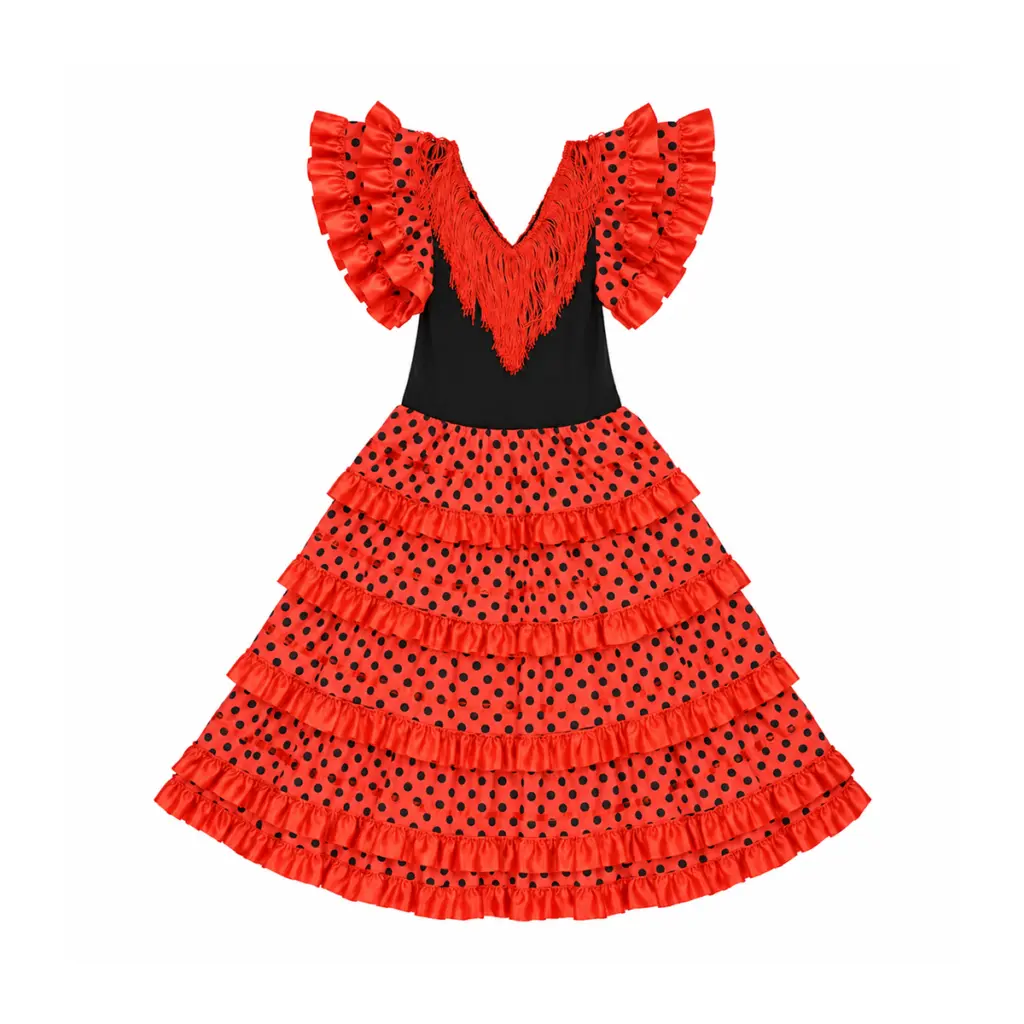 Flamenco Dress | Red 5/6y - Designed by Unknown