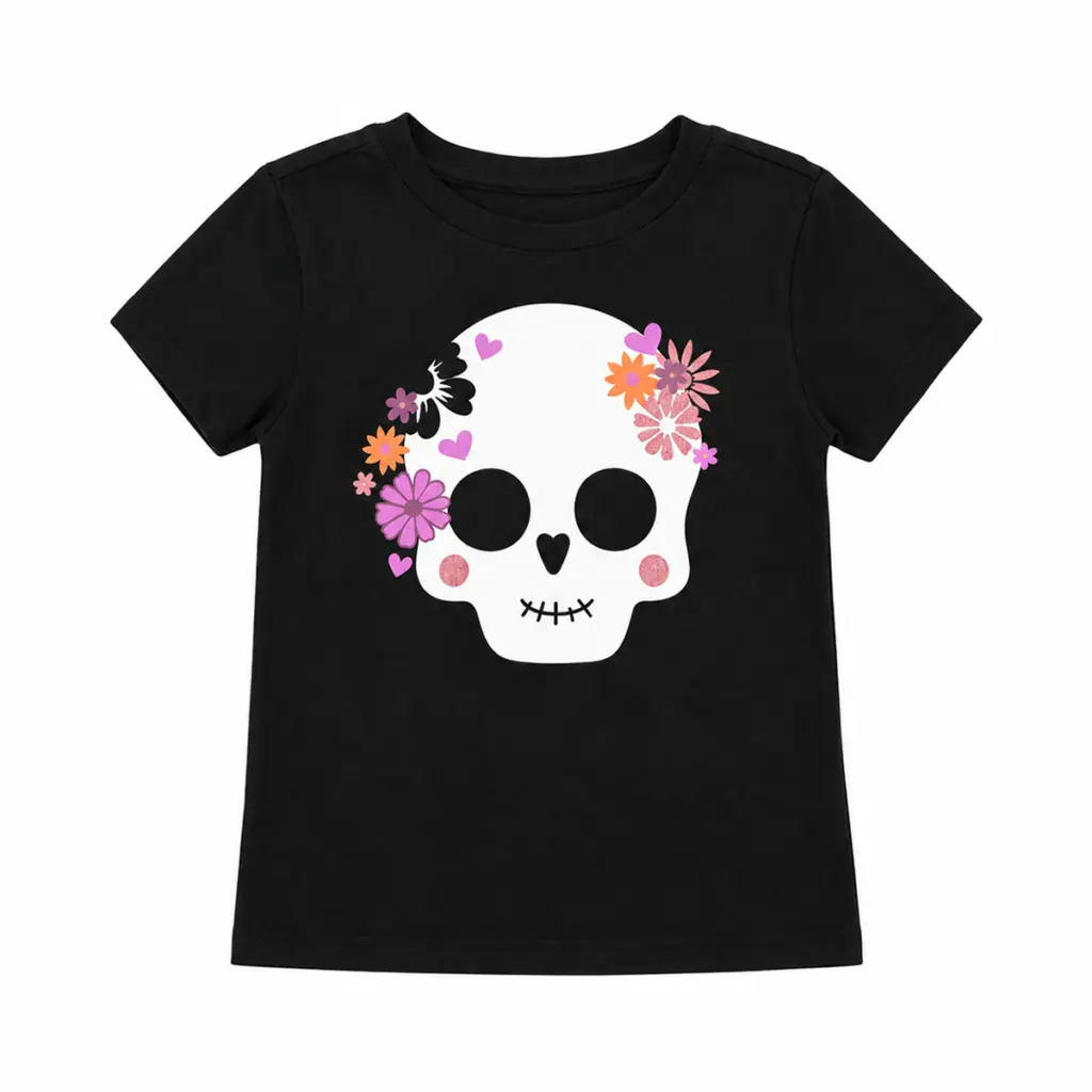 Floral Skull T-Shirt | Black 7/8y - Designed by WONDER NATION