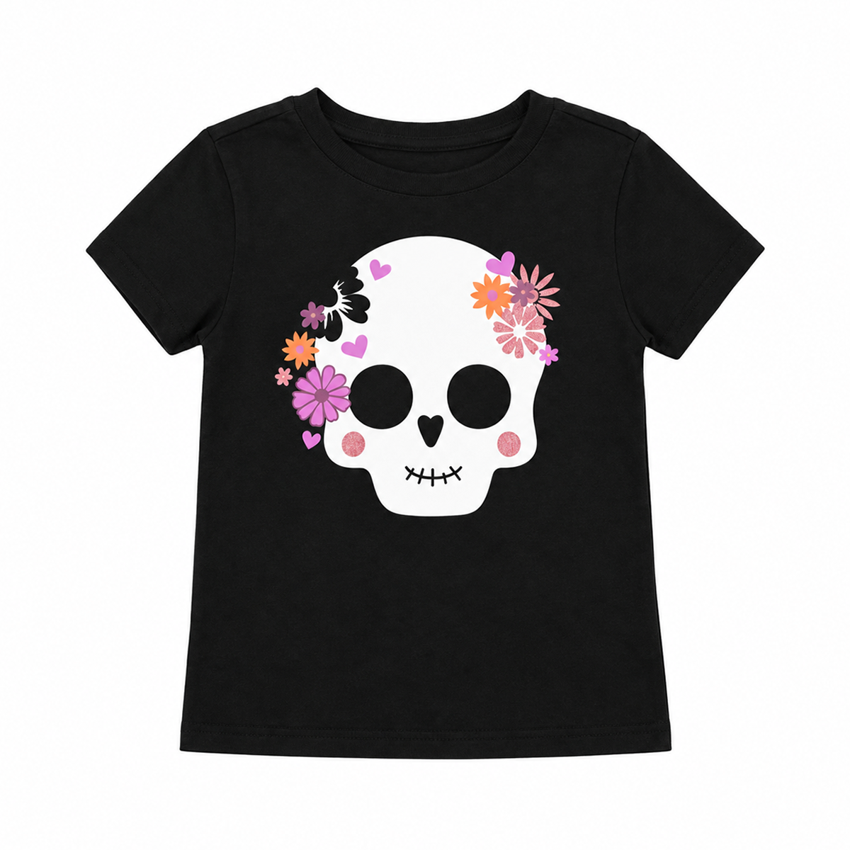 Floral Skull T-Shirt | Black 7/8y - Designed by WONDER NATION