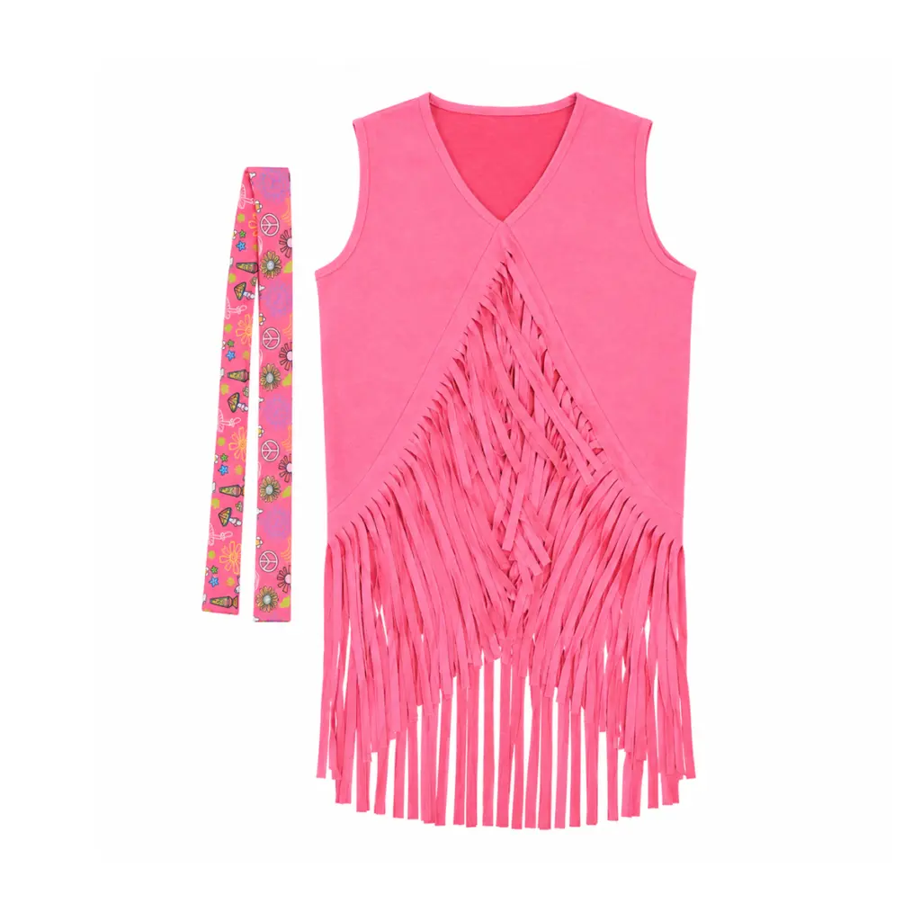 Groovy Fringe Vest | Hot Pink 14/16 - Designed by Unknown