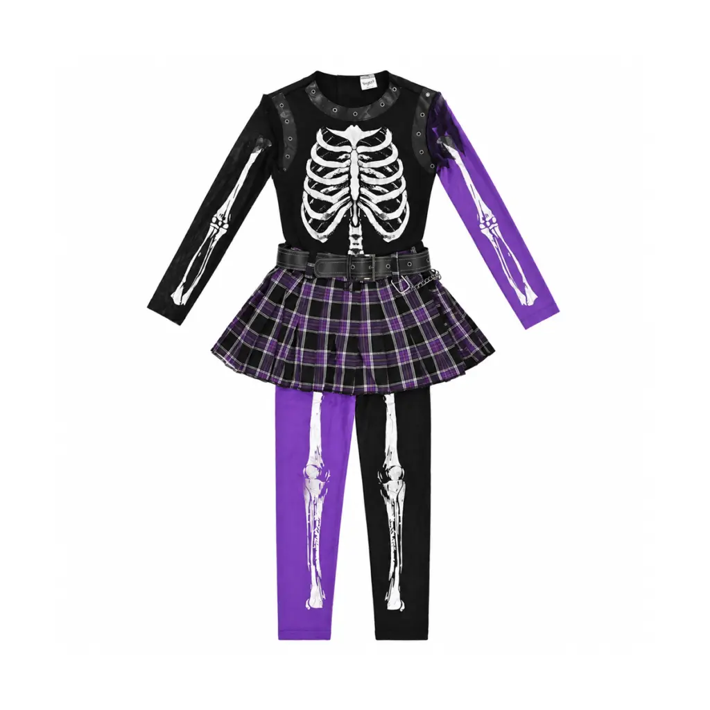 Punk Rock Glam Skeleton | Black 8/10y - Designed by SPIRIT