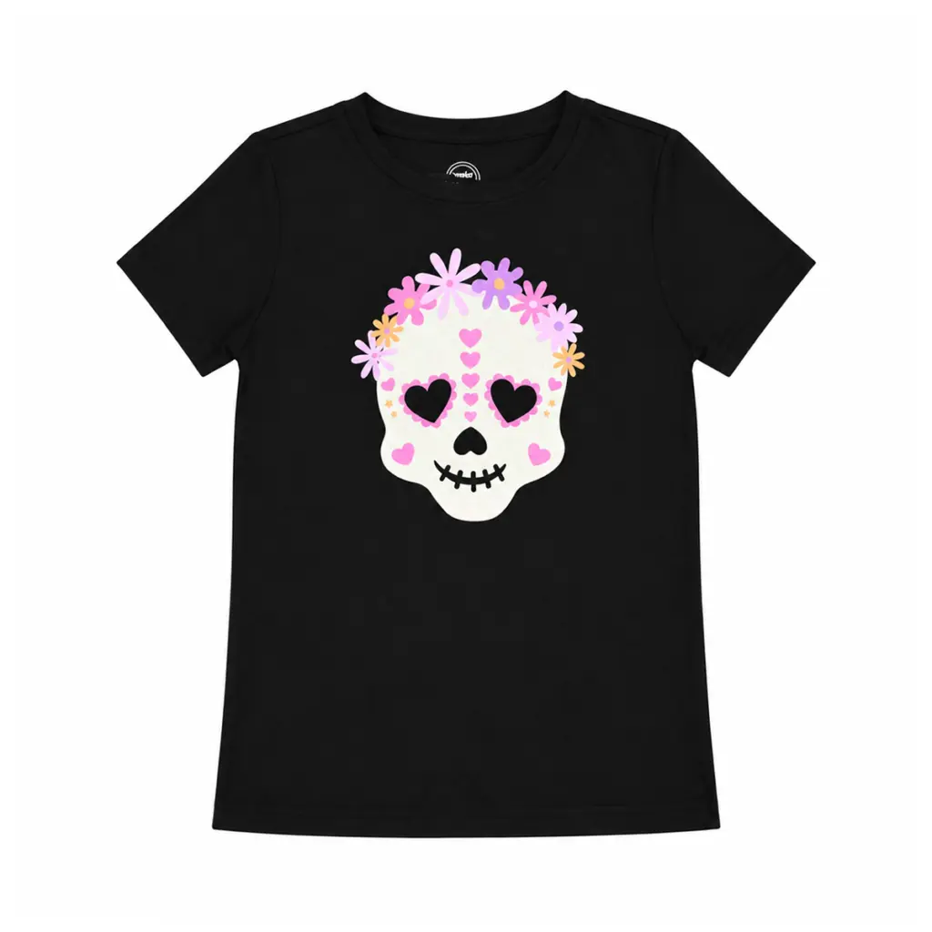 Girly Skull T-Shirt | Black 10/12y - Designed by WONDER NATION