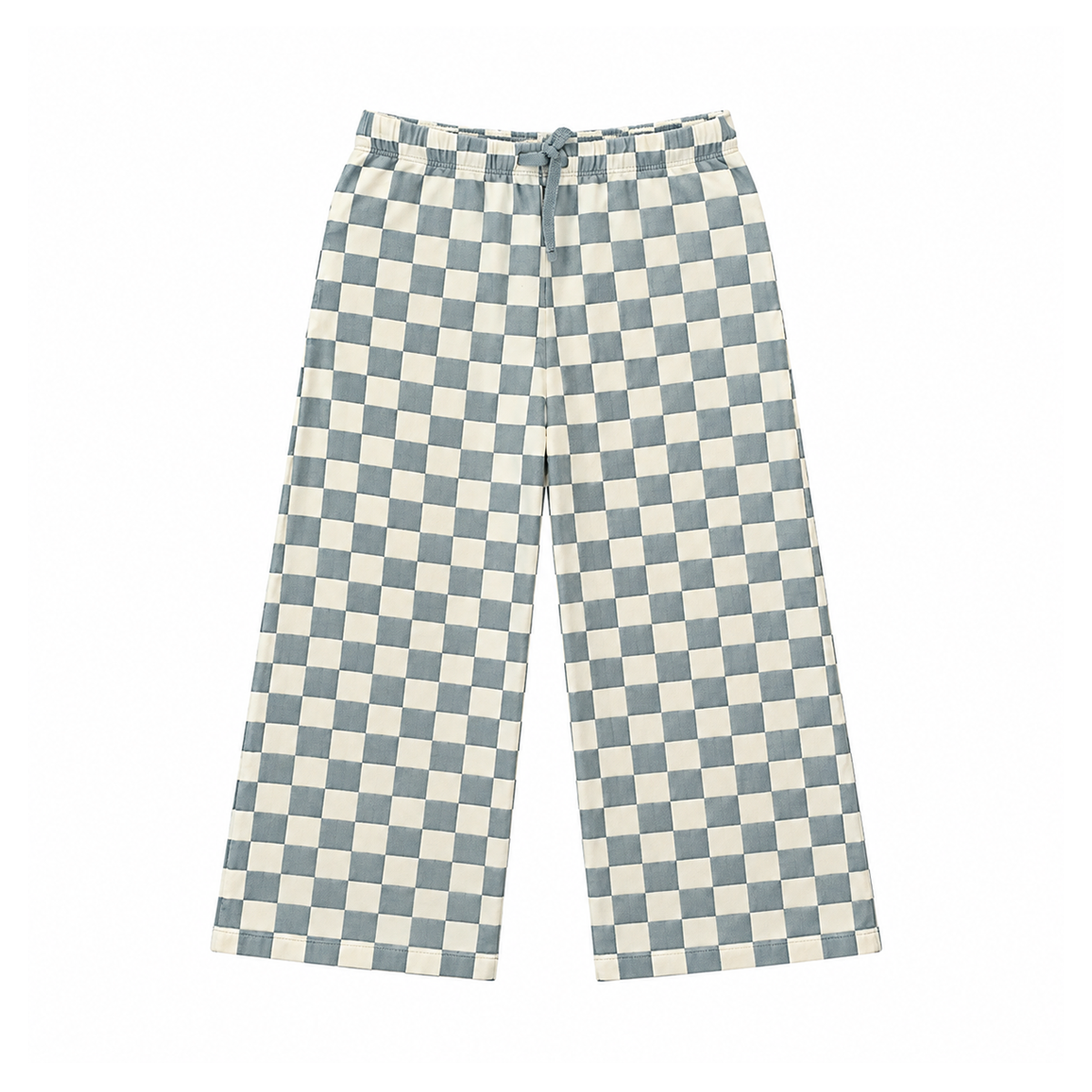 Checkered Wide Leg Pants | Dusty Blue 5y - Designed by Unknown