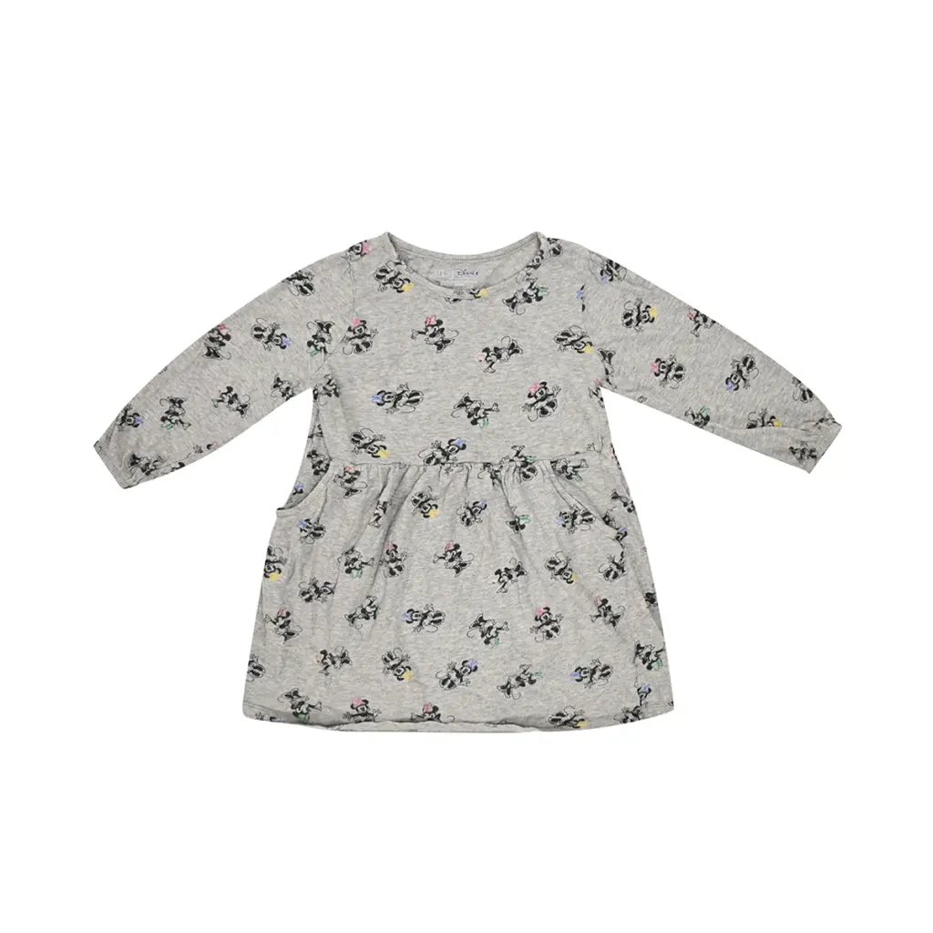 Minnie Mouse Long Sleeve Dress | Heather Grey  4y - Designed by Baby Gap