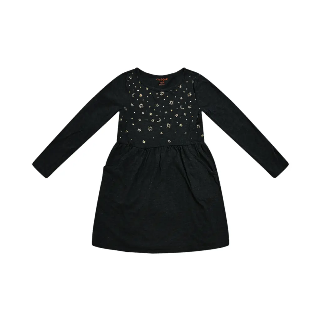 Celestial Print Long Sleeve Dress | Charcoal  6y - Designed by CAT & JACK