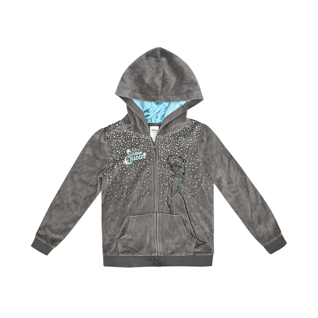 Elsa Velour Zip Hoodie | Grey  6y - Designed by Disney jumping beans