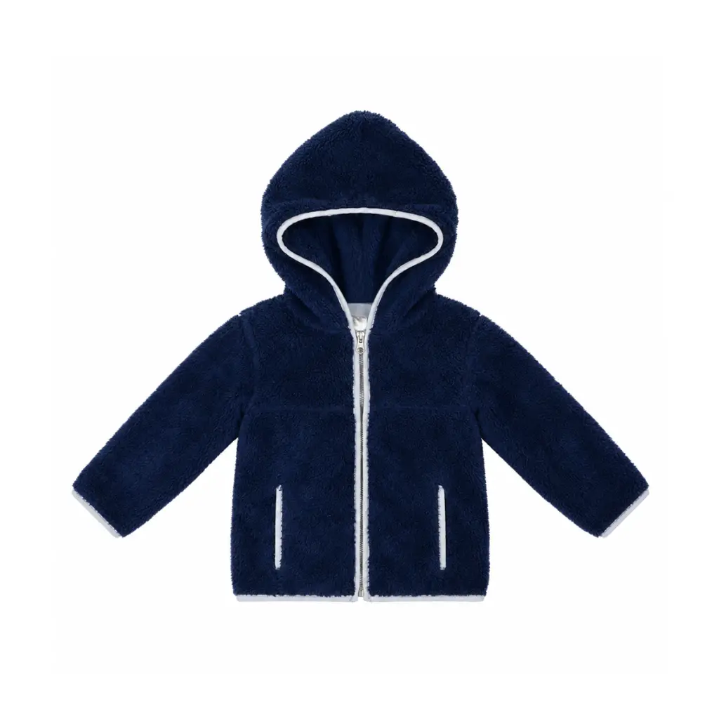 Fleece Zip-Up Hooded Jacket | Navy  4y - Designed by HANNA ANDERSSON