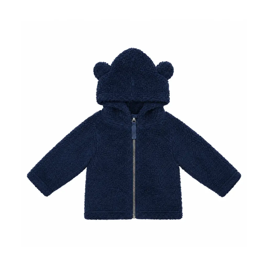 Fleece Bear Hooded Jacket | Navy  18/24m - Designed by HANNA ANDERSSON