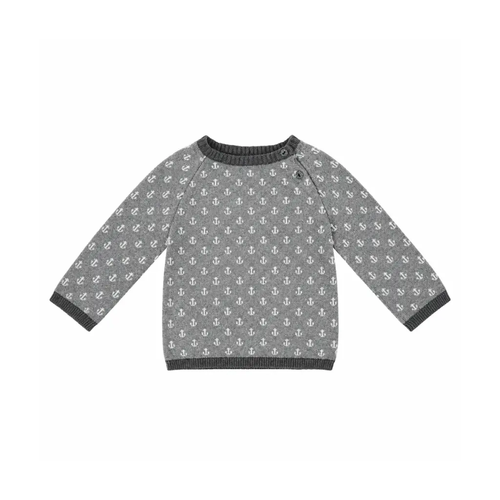 Anchor Knit Sweater | Grey  6/9m - Designed by H&M