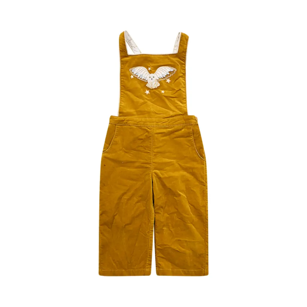 Harry Potter Owl Corduroy Overalls | Mustard Gold  3/4y - Designed by Mini Boden